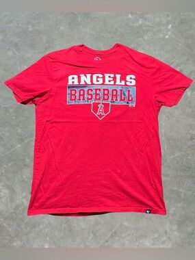 ☀️ 47 Brand Los Angeles Angels Graphic Tee Mens Size Large Red MLB Baseball